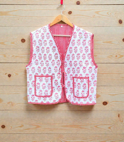 Handmade Quilted Cotton Jacket Reversible Coat