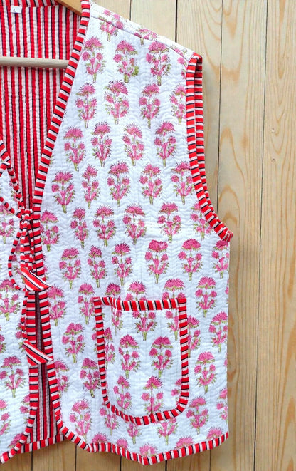 Handmade Quilted Cotton Jacket Reversible Coat