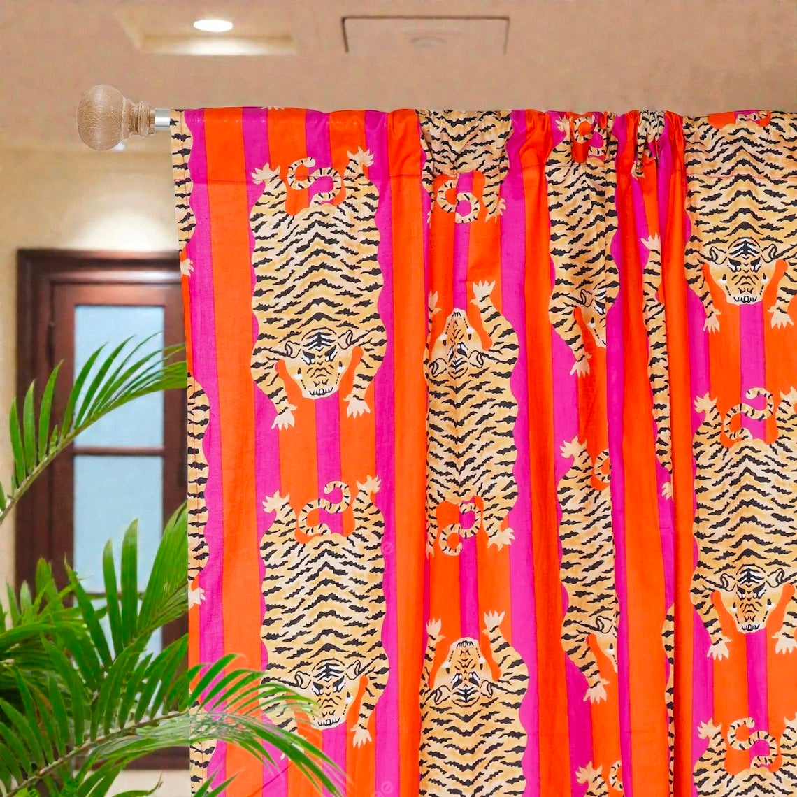 Hand Block Printed Cotton Curtains – Traditional Indian Floral Design