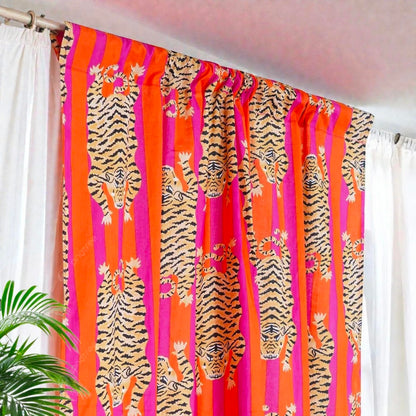 Hand Block Printed Cotton Curtains – Traditional Indian Floral Design