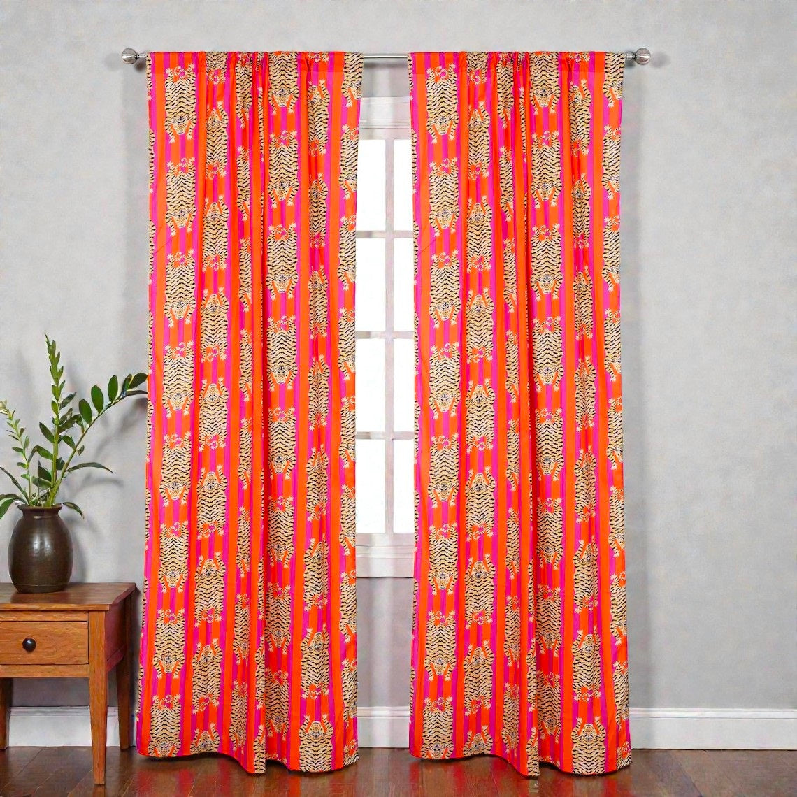 Hand Block Printed Cotton Curtains – Traditional Indian Floral Design