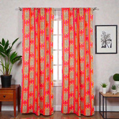 Hand Block Printed Cotton Curtains – Traditional Indian Floral Design