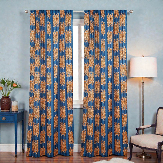 Pure Cotton Block Print Curtains – Breathable & Eco-Friendly Fabric