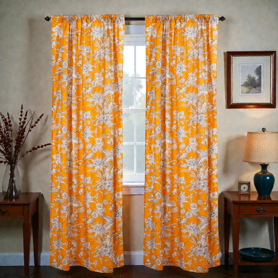 Boho Cotton Block Print Curtains – Handmade Window Treatment