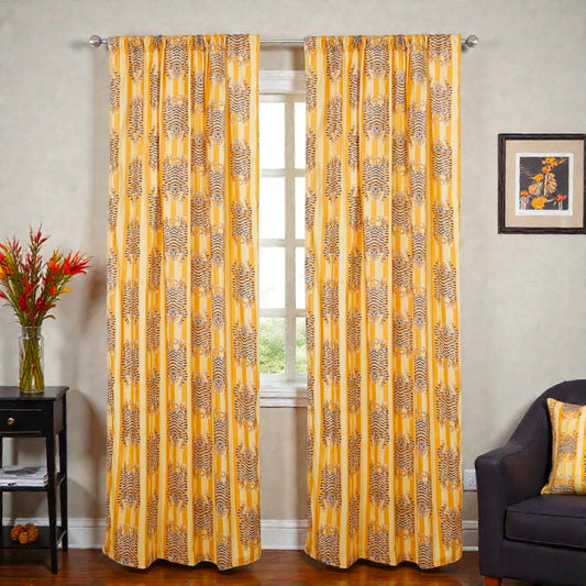 Natural Cotton Hand Block Printed Curtains – Soft & Durable Fabric