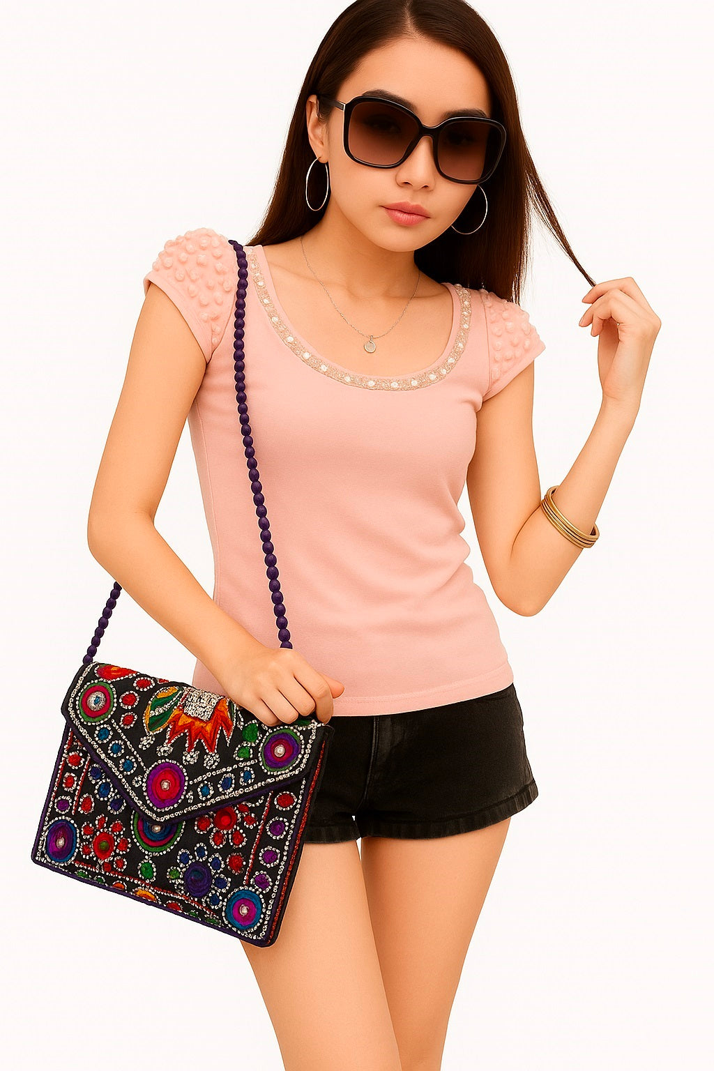Cotton Clutch Bags Sling Bags Cross Body Bags for Women 30X20 Cm