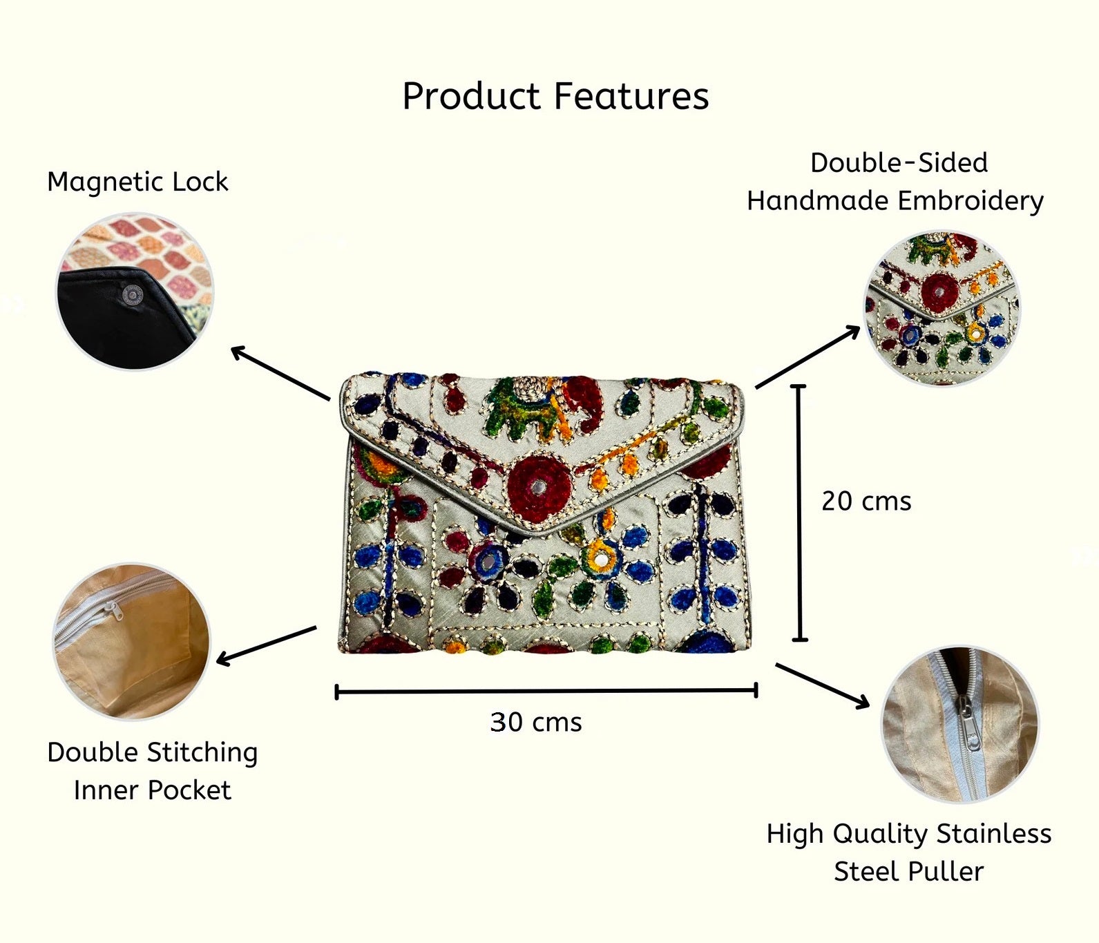 Clutch Bags Sling Bags Cross Body Bags for Women Trendy Envelope Clutch 30X20 Cm