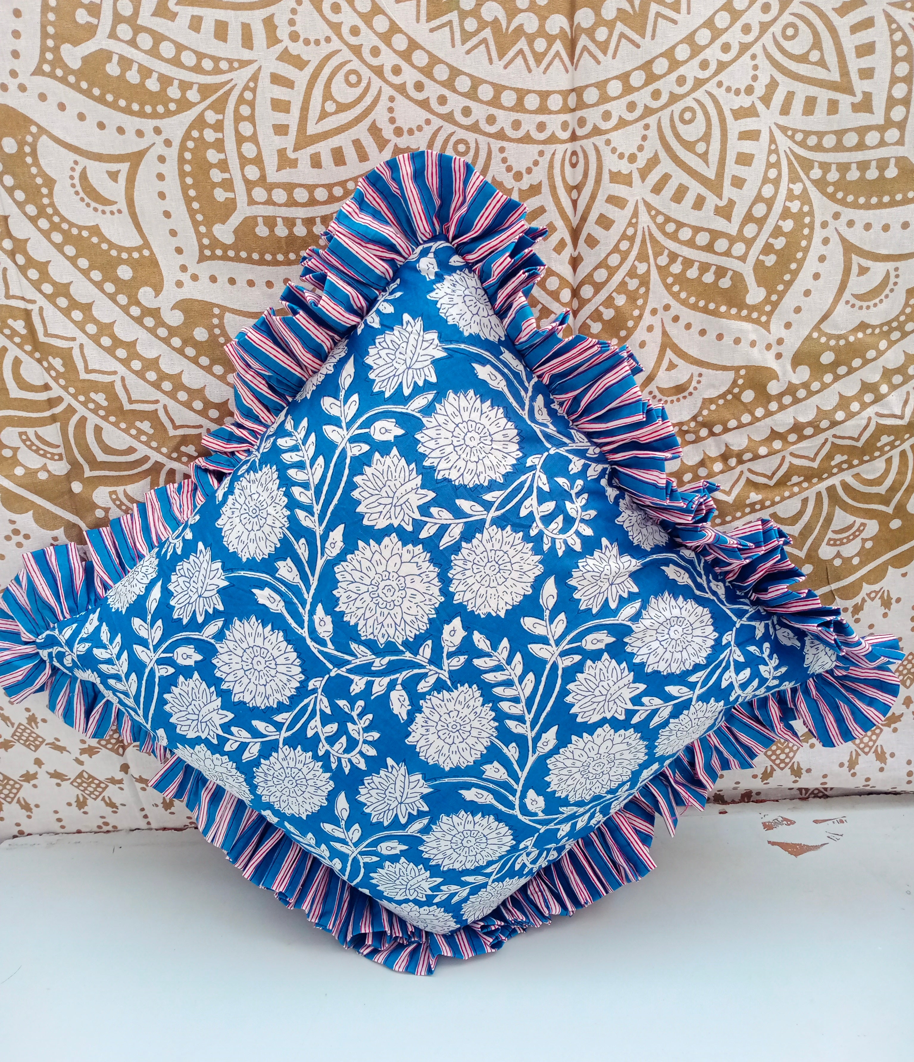 Indian Hand Block Cotton Pillow Cover 16x16 Inch Pillow Cover Cushion Covers