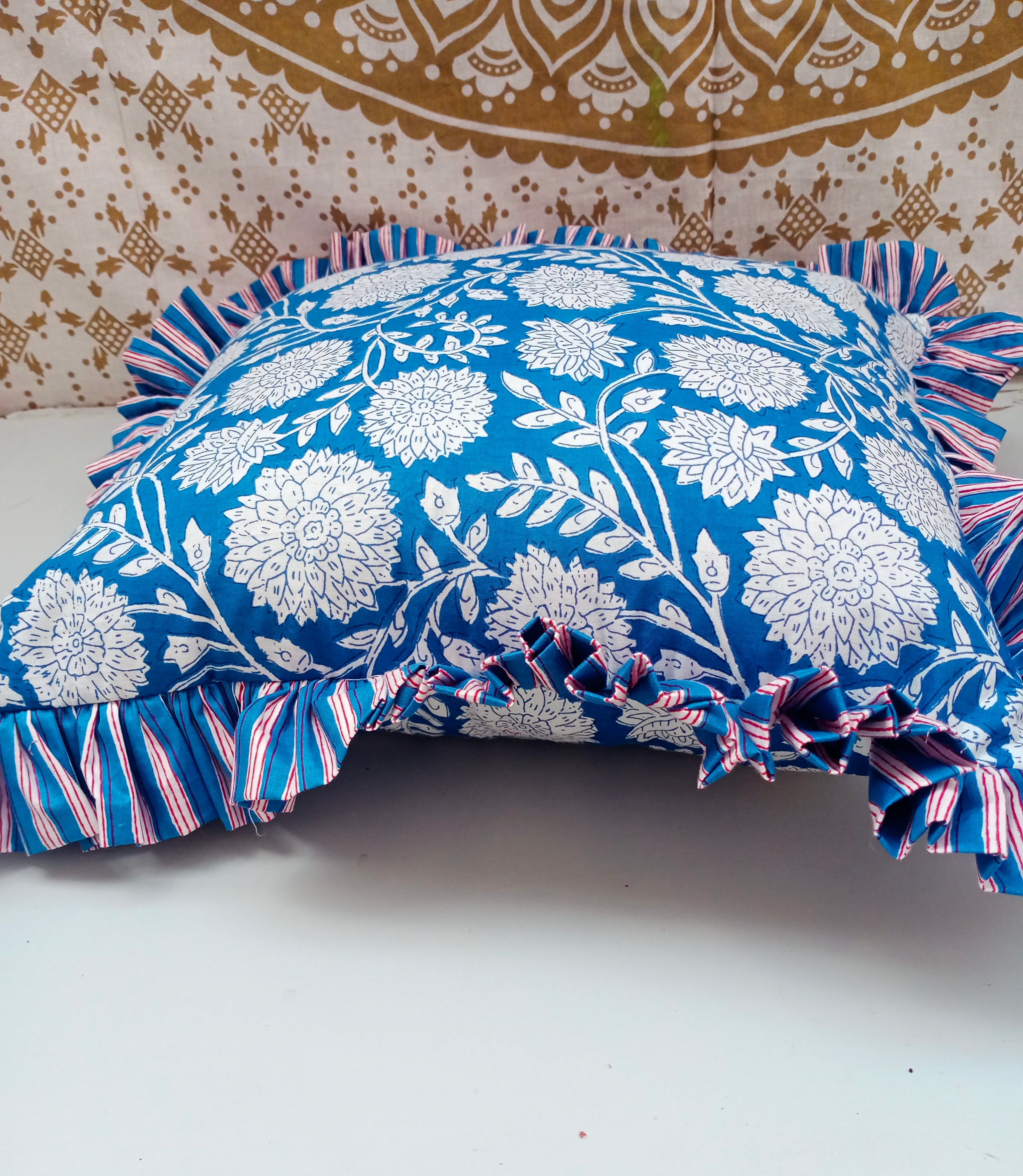 Indian Hand Block Cotton Pillow Cover 16x16 Inch Pillow Cover Cushion Covers