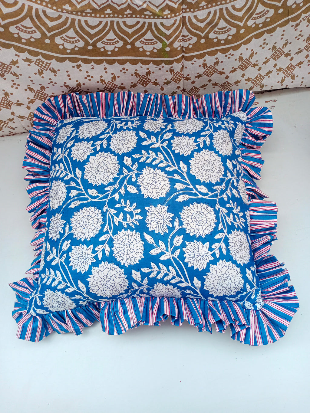 Indian Hand Block Cotton Pillow Cover 16x16 Inch Pillow Cover Cushion Covers