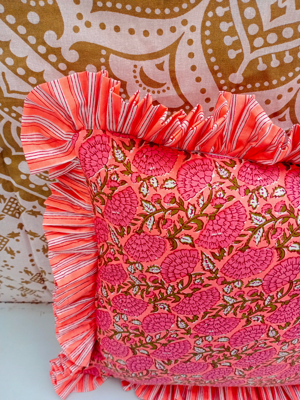 Indian Hand Block Cotton Cushion Cover Cotton Sofa Decorative Cushion Pillow Cover Cushion Case 16" X 16" Inch