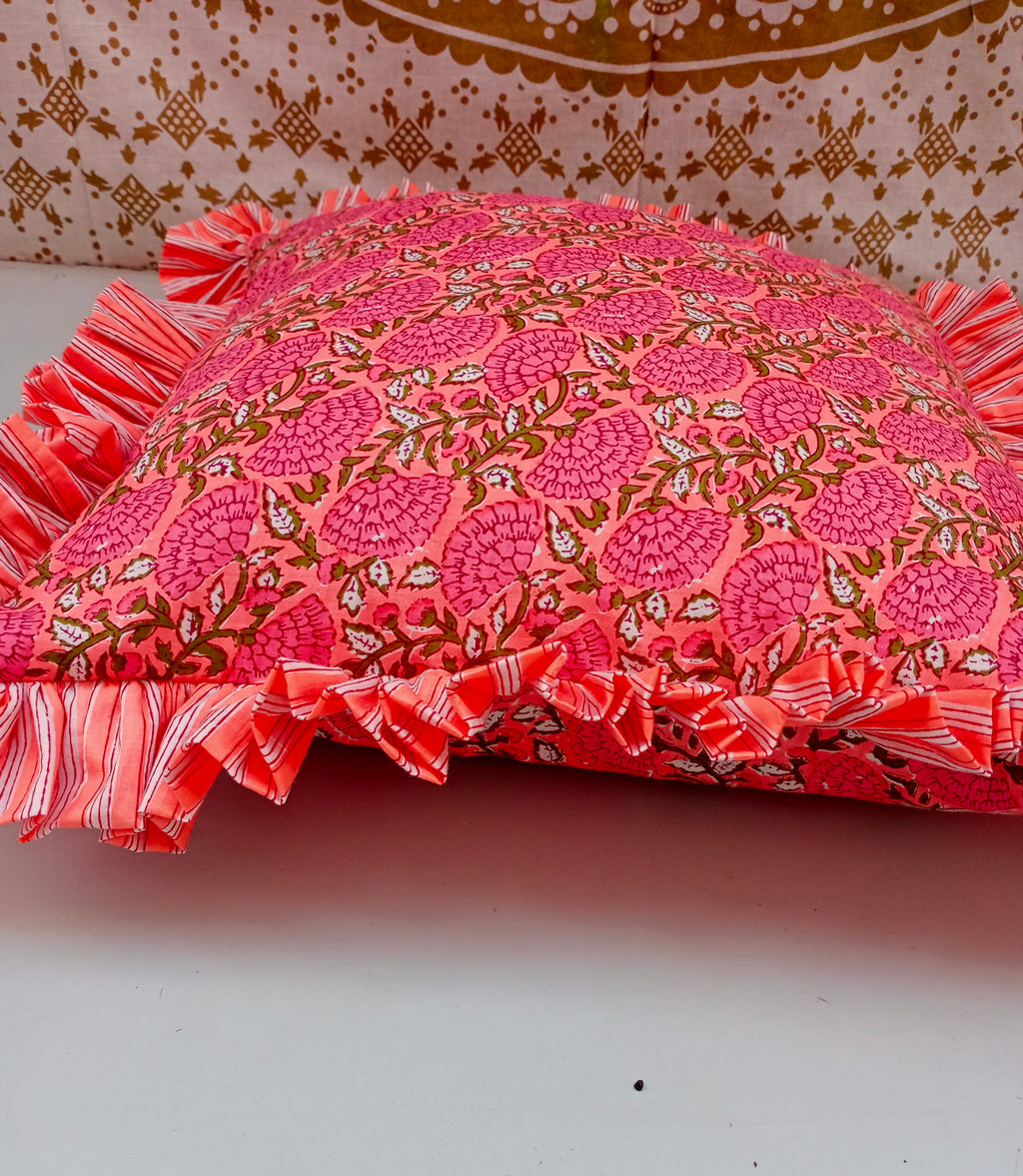 Indian Hand Block Cotton Cushion Cover Cotton Sofa Decorative Cushion Pillow Cover Cushion Case 16" X 16" Inch