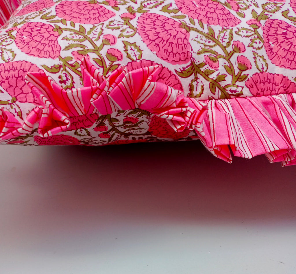 Indian Hand Block Cotton Handmade Cushion Cover Cotton Sofa Decorative Cushion Pillow Cover Cushion Case 16" X 16" Inch