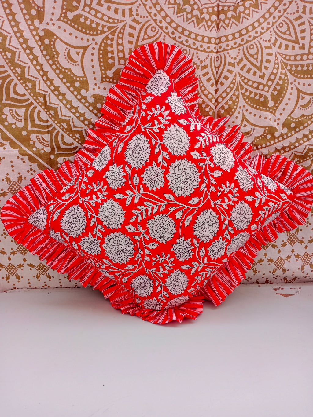 Indian Hand Block Cotton Cushion Cover 16" X 16" Inch Pillow Cover