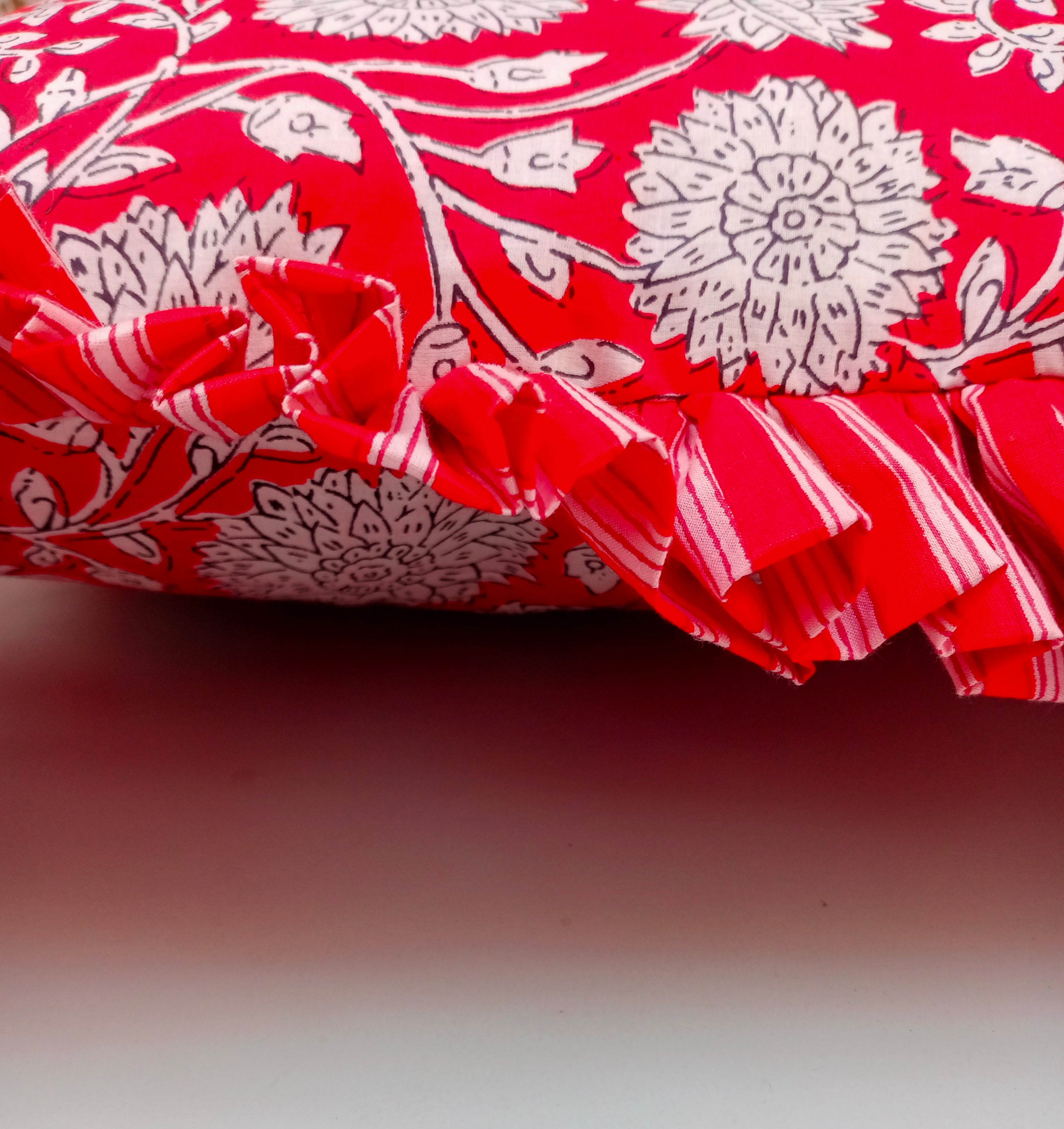 Indian Hand Block Cotton Cushion Cover 16" X 16" Inch Pillow Cover