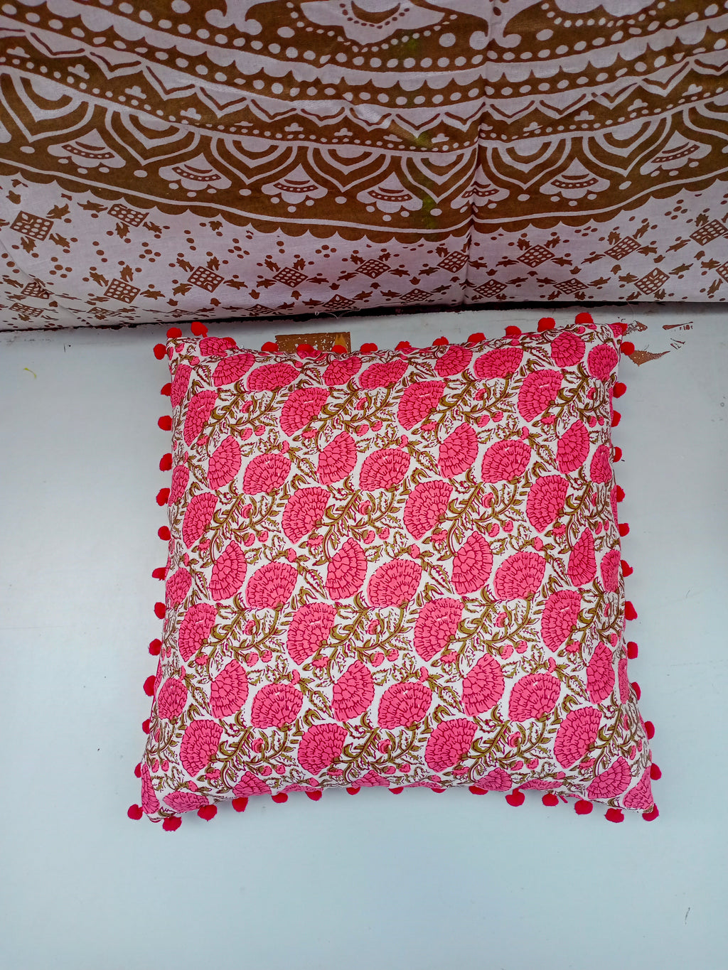 Indian Hand Block Decorative Hand Made Cotton Cushion Covers (16 X 16 Inches)
