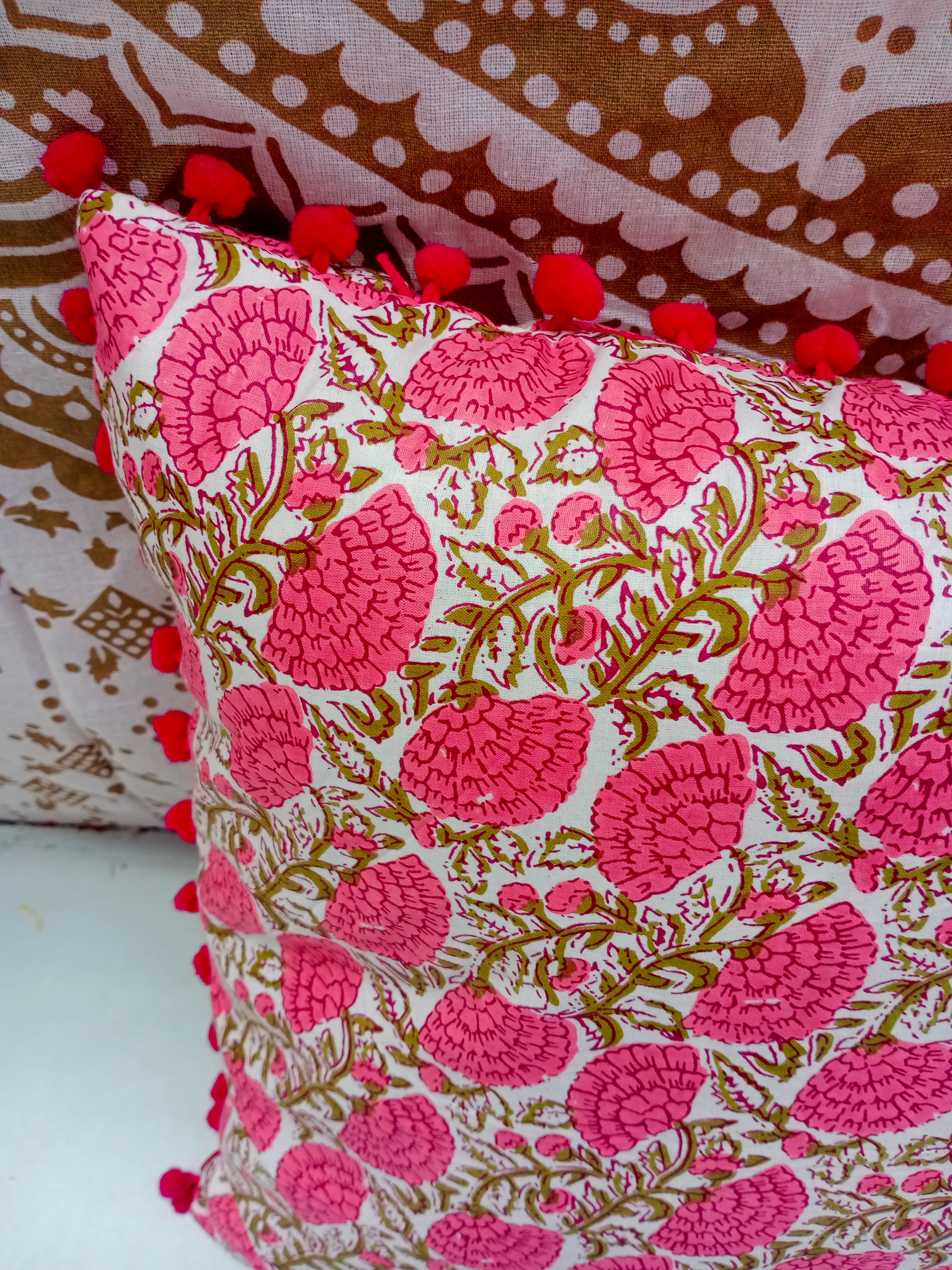 Indian Hand Block Decorative Hand Made Cotton Cushion Covers (16 X 16 Inches)