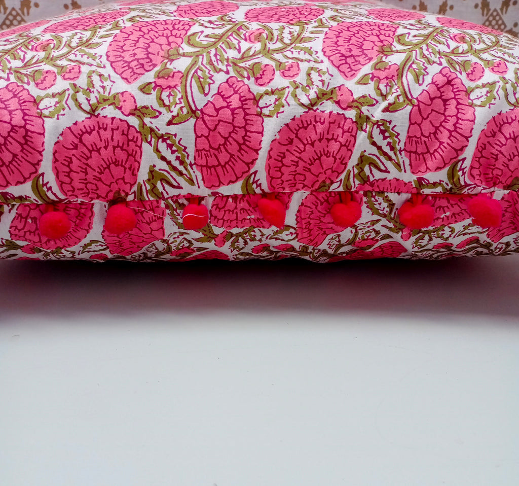 Indian Hand Block Decorative Hand Made Cotton Cushion Covers (16 X 16 Inches)