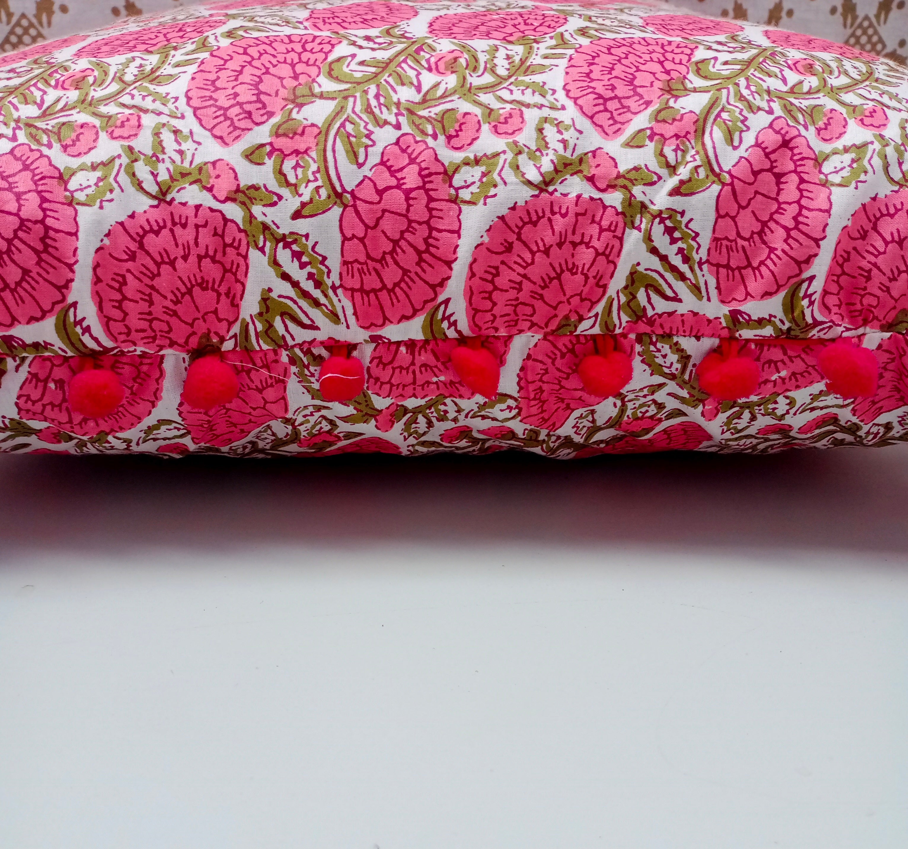 Indian Hand Block Decorative Hand Made Cotton Cushion Covers (16 X 16 Inches)