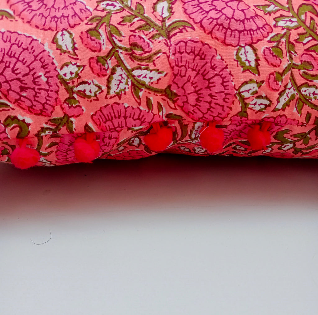 Indian Hand Block Decorative Cotton Cushion Covers (16 X 16 Inches)