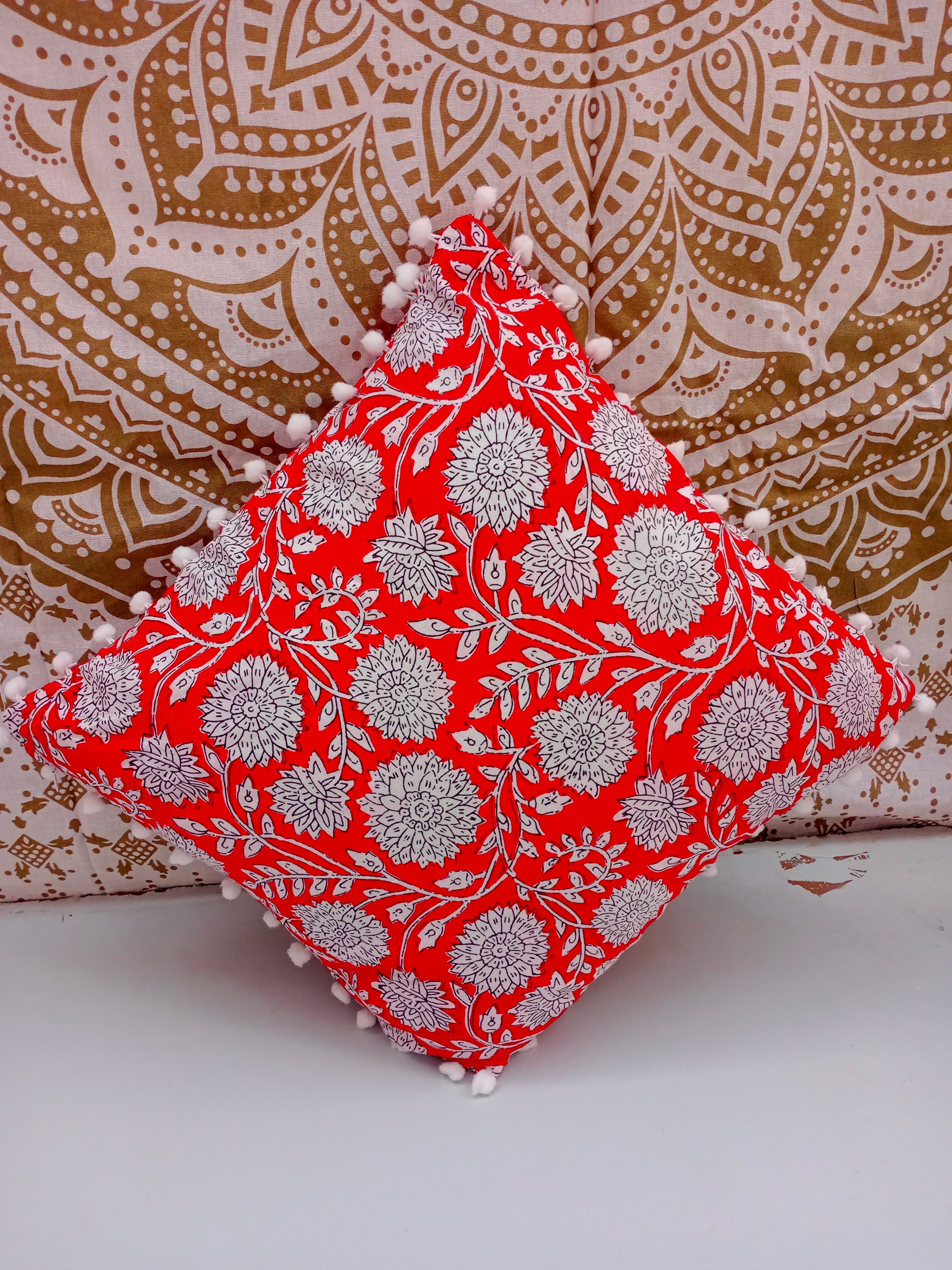 Indian Hand Block Decorative Cushion Cover Cotton Sofa Decorative Cushion Pillow Cover Cushion Case