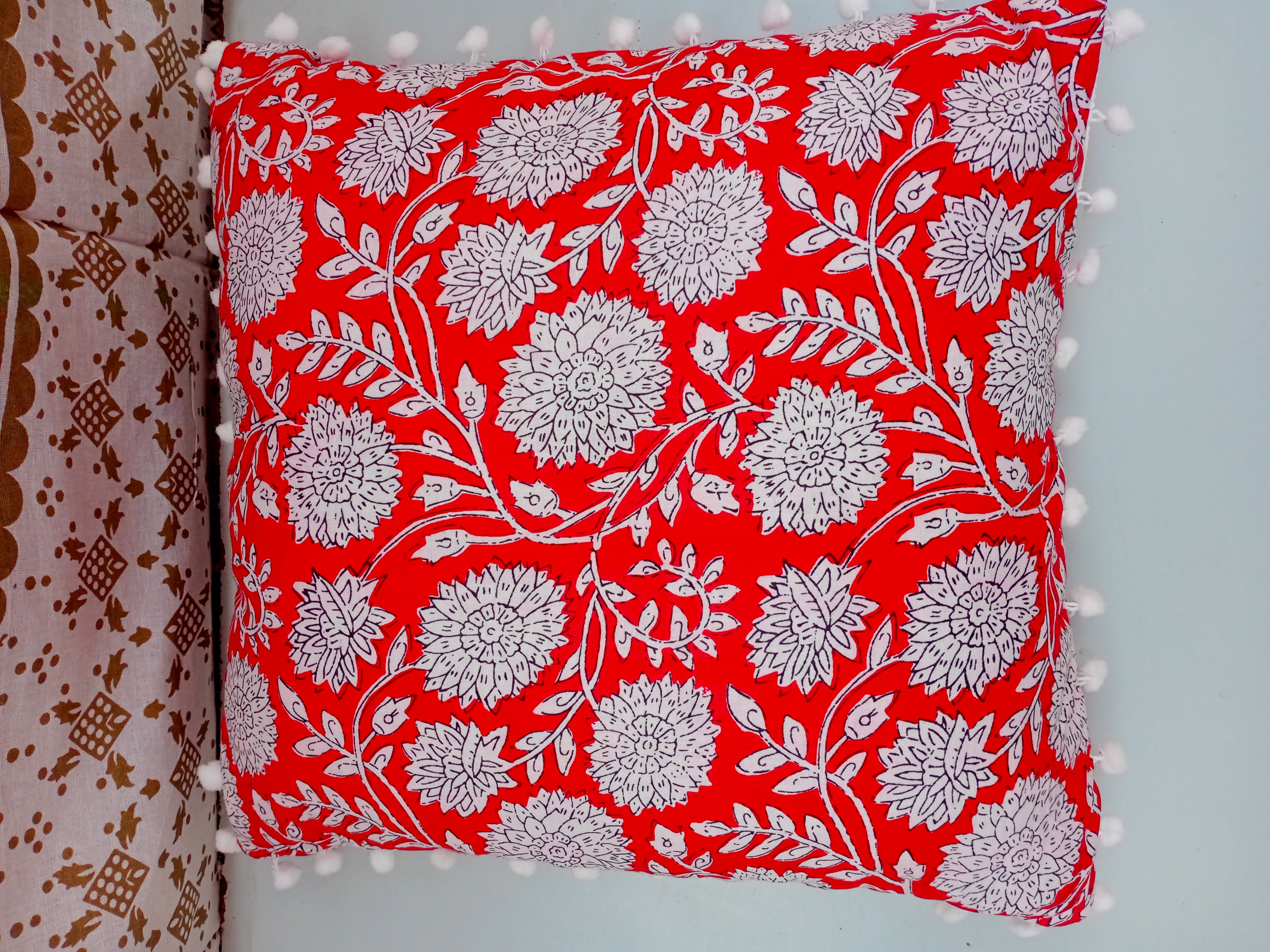 Indian Hand Block Decorative Cushion Cover Cotton Sofa Decorative Cushion Pillow Cover Cushion Case
