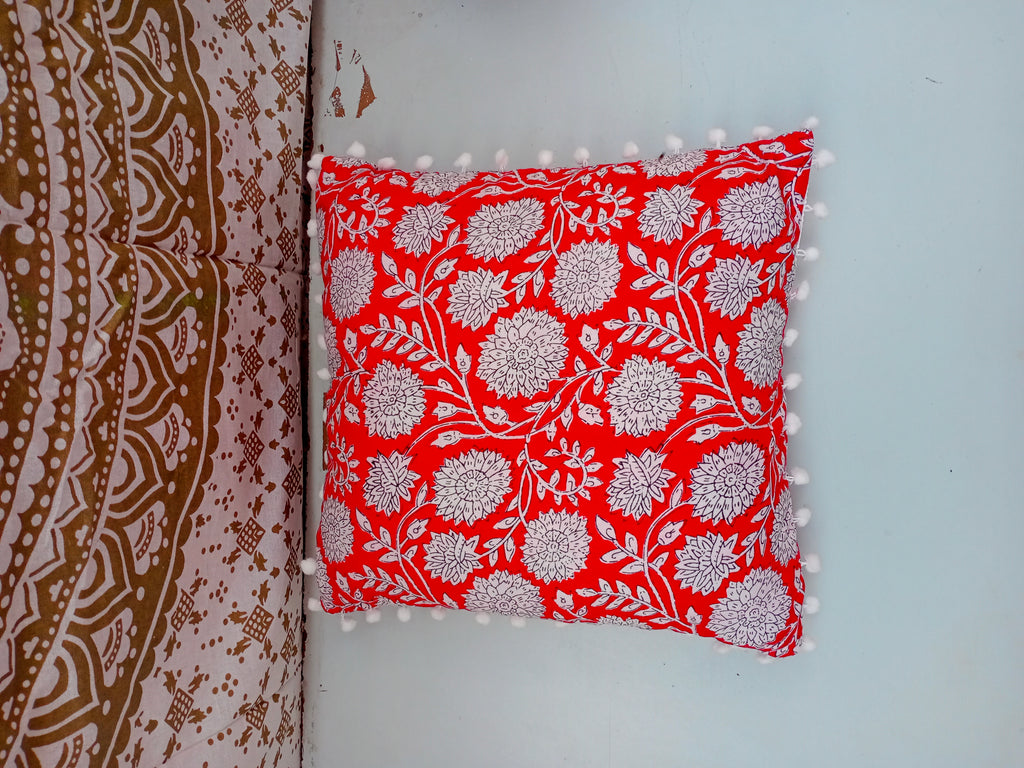 Indian Hand Block Decorative Cushion Cover Cotton Sofa Decorative Cushion Pillow Cover Cushion Case