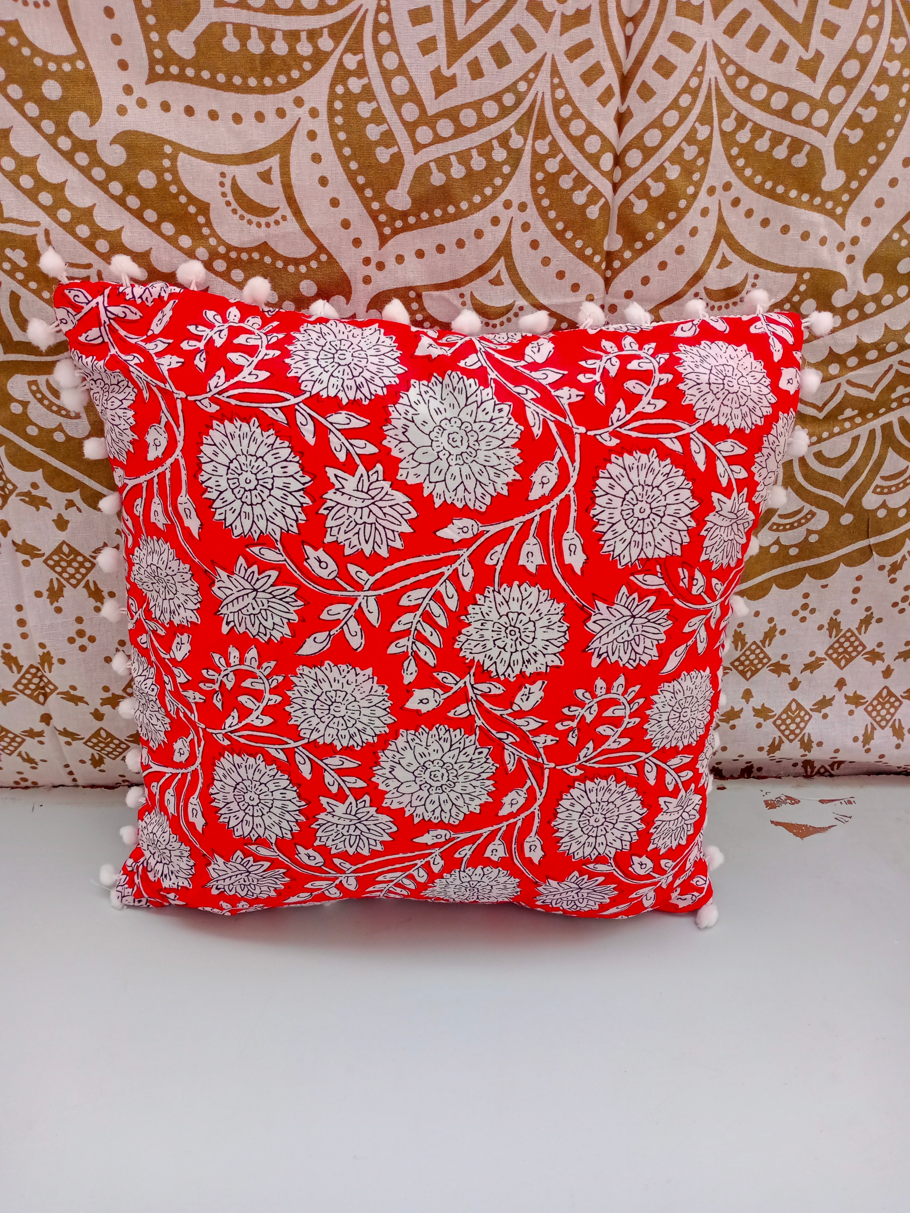 Indian Hand Block Decorative Cushion Cover Cotton Sofa Decorative Cushion Pillow Cover Cushion Case