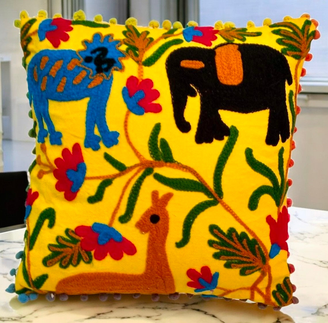 Handmade Embroidered Suzani Pillow Cover 16x16 Inch Cushion Covers