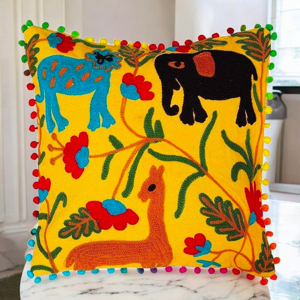 Handmade Embroidered Suzani Pillow Cover 16x16 Inch Cushion Covers