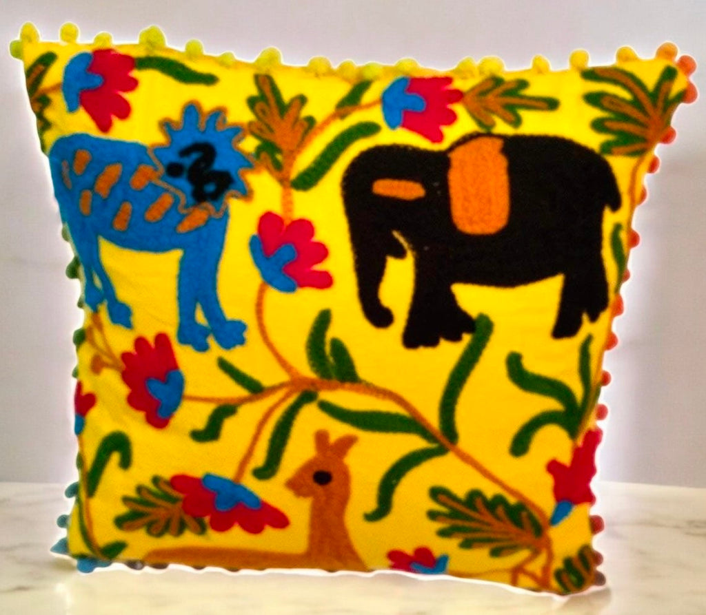 Handmade Embroidered Suzani Pillow Cover 16x16 Inch Cushion Covers