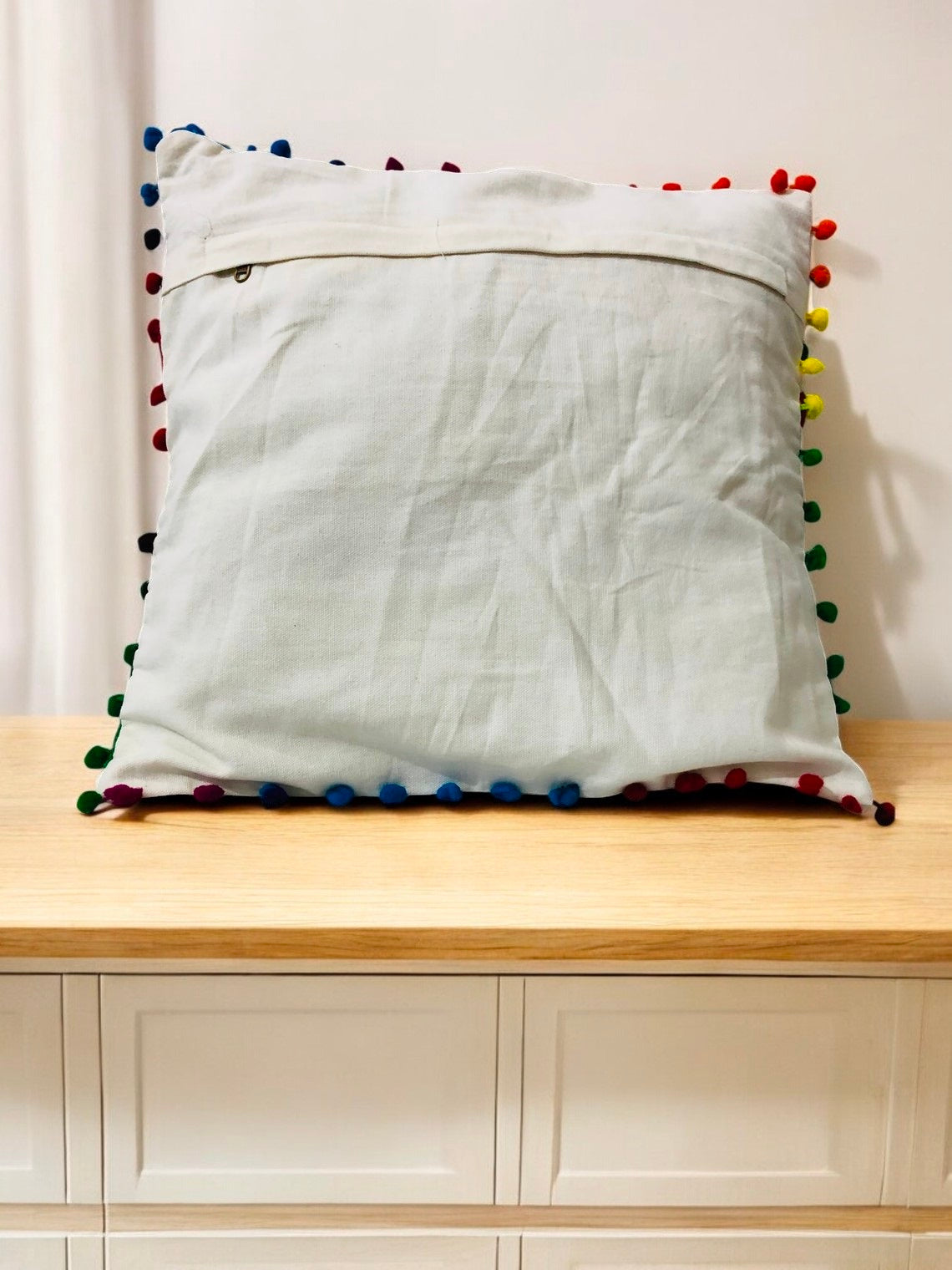 Embroidered Handmade Cotton Cushion Cover 16" X 16" Inch Pillow Cover