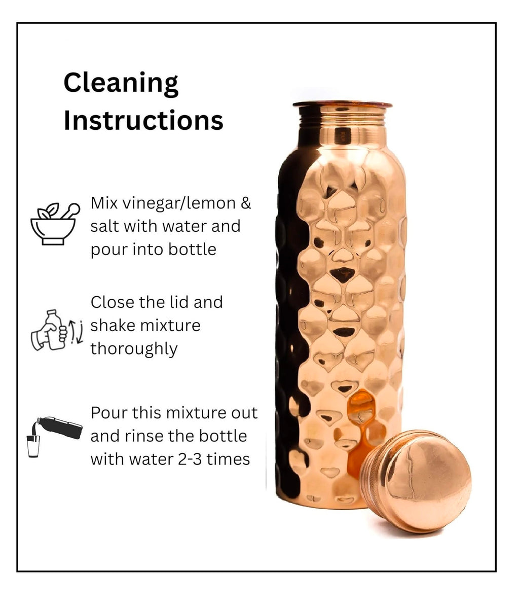 Copper Bottle 100% Pure Copper BPA-Free Water Bottle | Copper-Infused Water | Leak Proof | Office Use | Boosts Immunity | Supports Digestive & Liver Health | Ayurveda Inspired