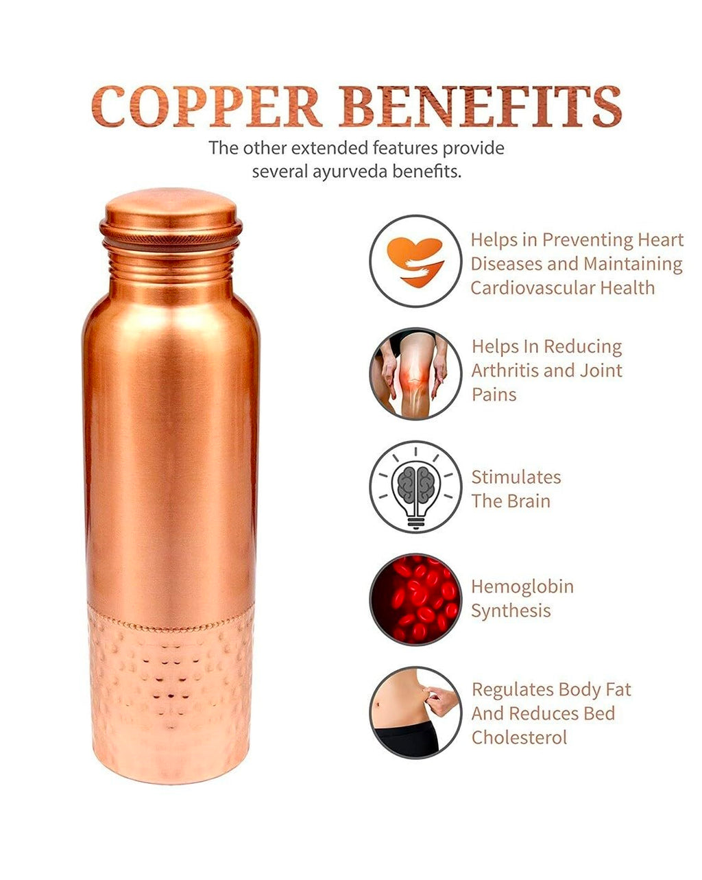 Copper Water Bottle for Health & Wellness