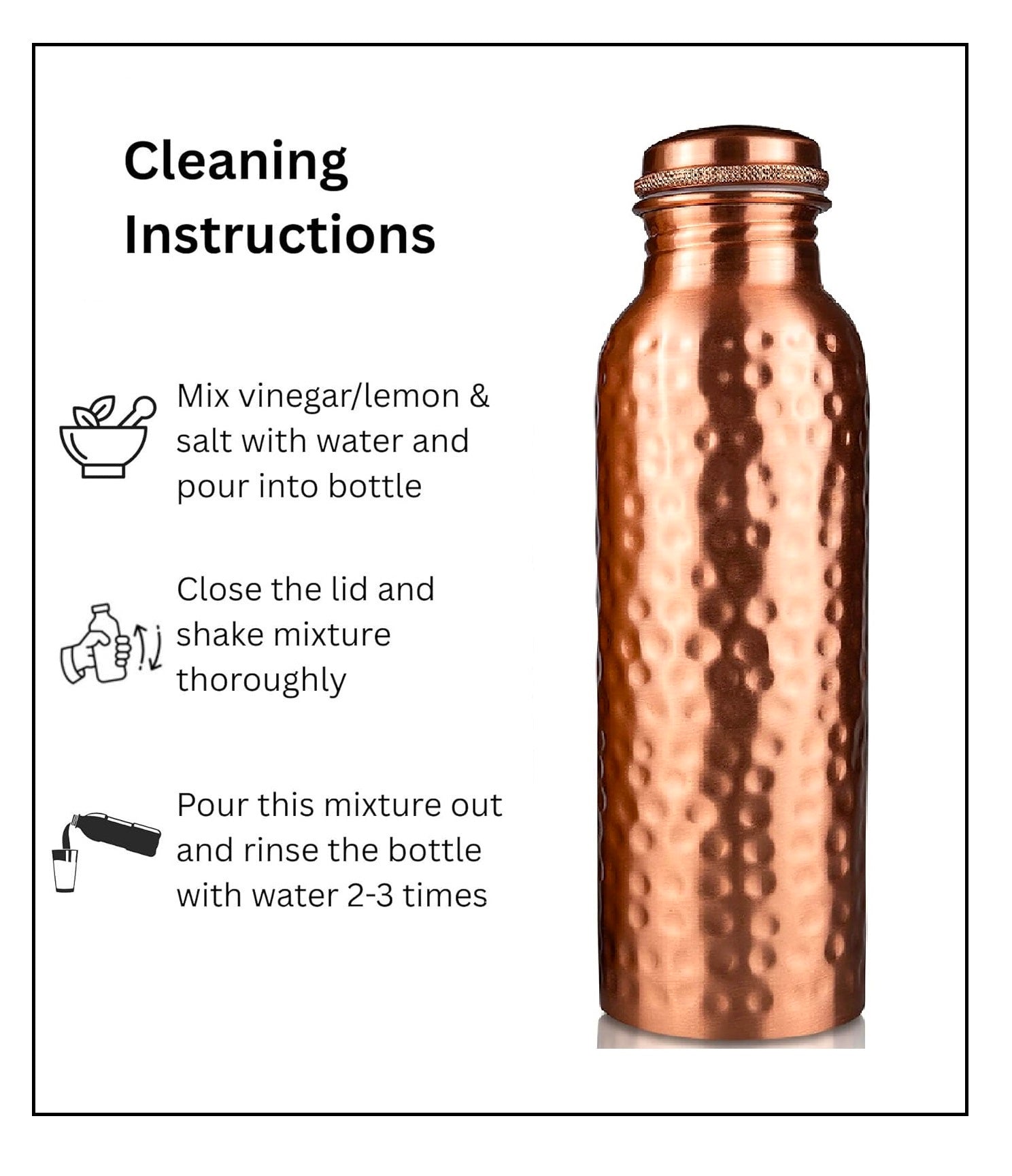 Handcrafted Copper Bottles for Water with Leak Proof Lid | 100% Pure Copper Bottle Healthy Living Wellness Fitness Yoga | BPA Free & Non Toxic