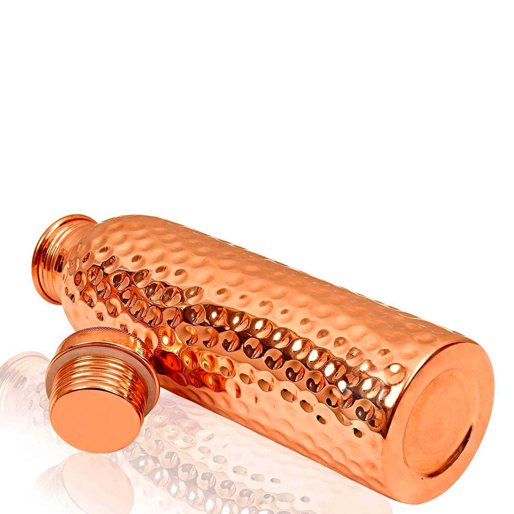 Handcrafted Copper Bottles for Water with Leak Proof Lid | 100% Pure Copper Bottle Healthy Living Wellness Fitness Yoga | BPA Free & Non Toxic