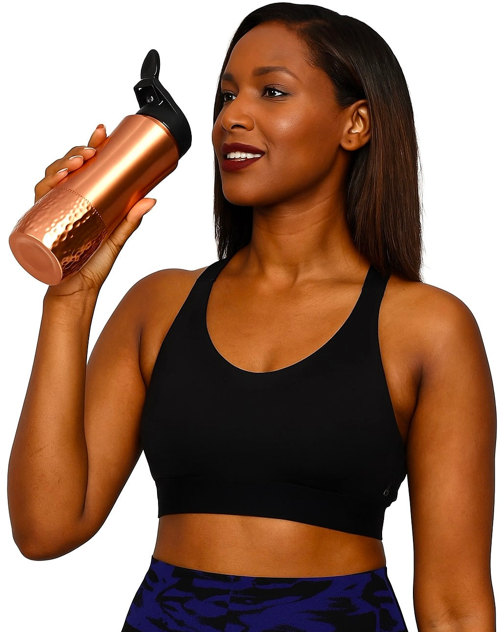 Luxury Copper Water Bottle Pure Copper Water Bottle for Drinking Water, 34 Oz Hammered Finish