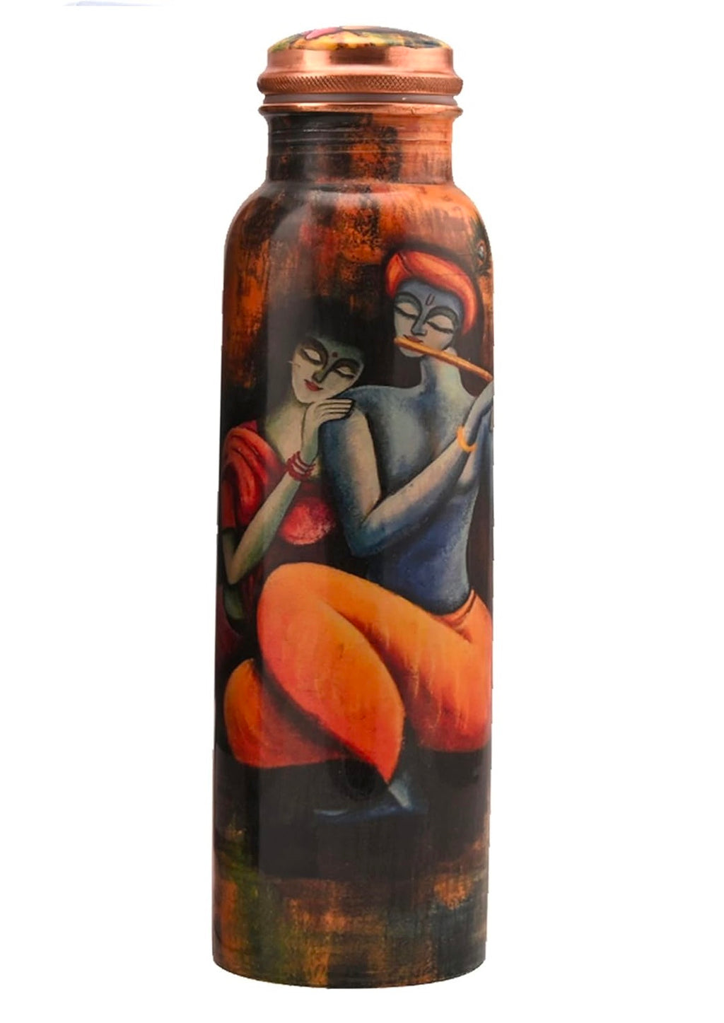 Printed Pure Copper Water Bottle for Drinking Water, 34 Oz