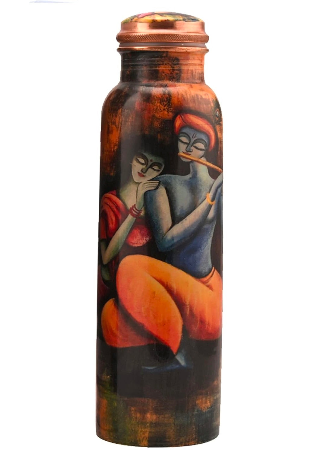 Printed Pure Copper Water Bottle for Drinking Water, 34 Oz