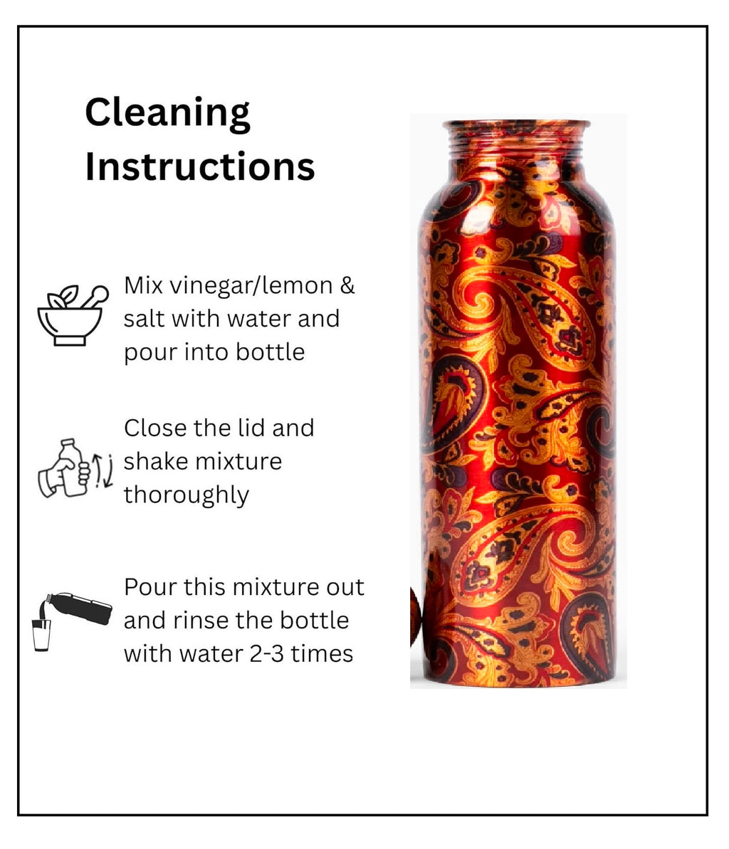 Printed Pure Copper Water Bottle – Handmade, Leak-Proof & Ayurvedic Health Benefits