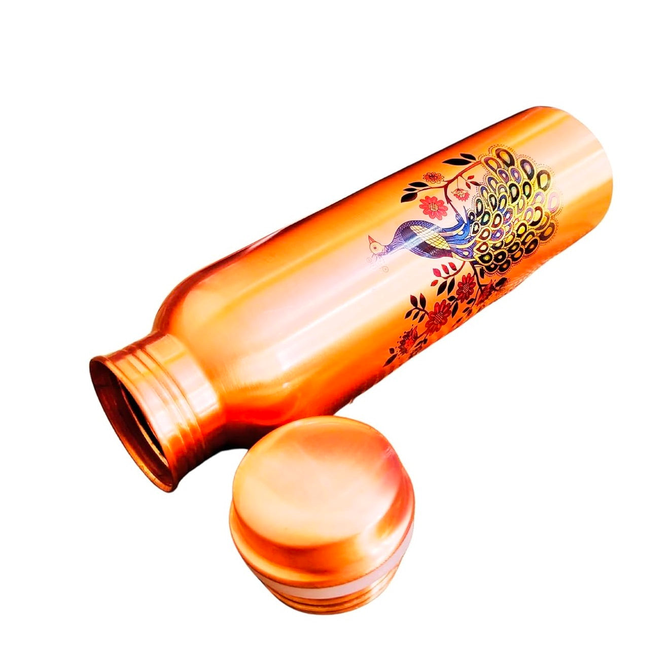 Printed Pure Copper Water Bottle for Drinking Water, 34 Oz Leak-Proof