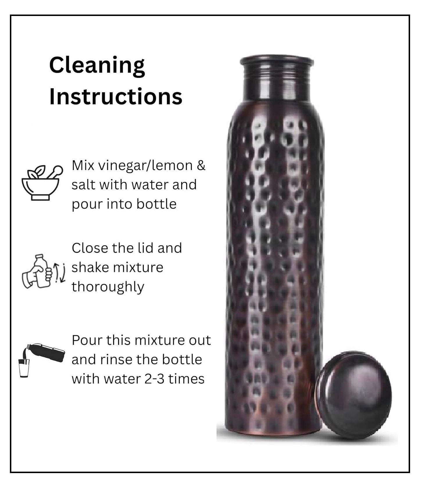 Handcrafted Pure Copper Water Bottle for Drinking Water, 34 Oz Leak-Proof