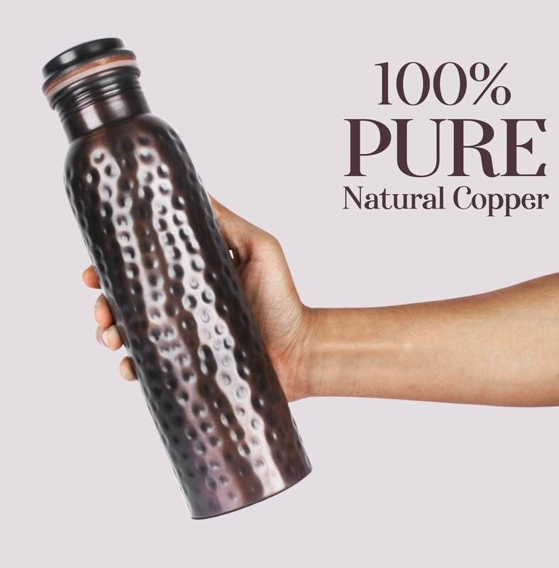Handcrafted Pure Copper Water Bottle for Drinking Water, 34 Oz Leak-Proof