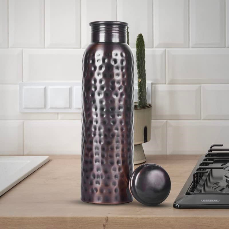 Handcrafted Pure Copper Water Bottle for Drinking Water, 34 Oz Leak-Proof