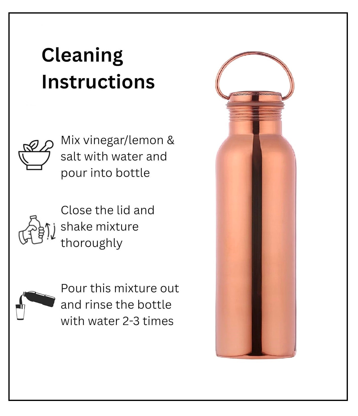 Handcrafted Handal Pure Copper Water Bottle for Drinking Water, 34 Oz Leak-Proof