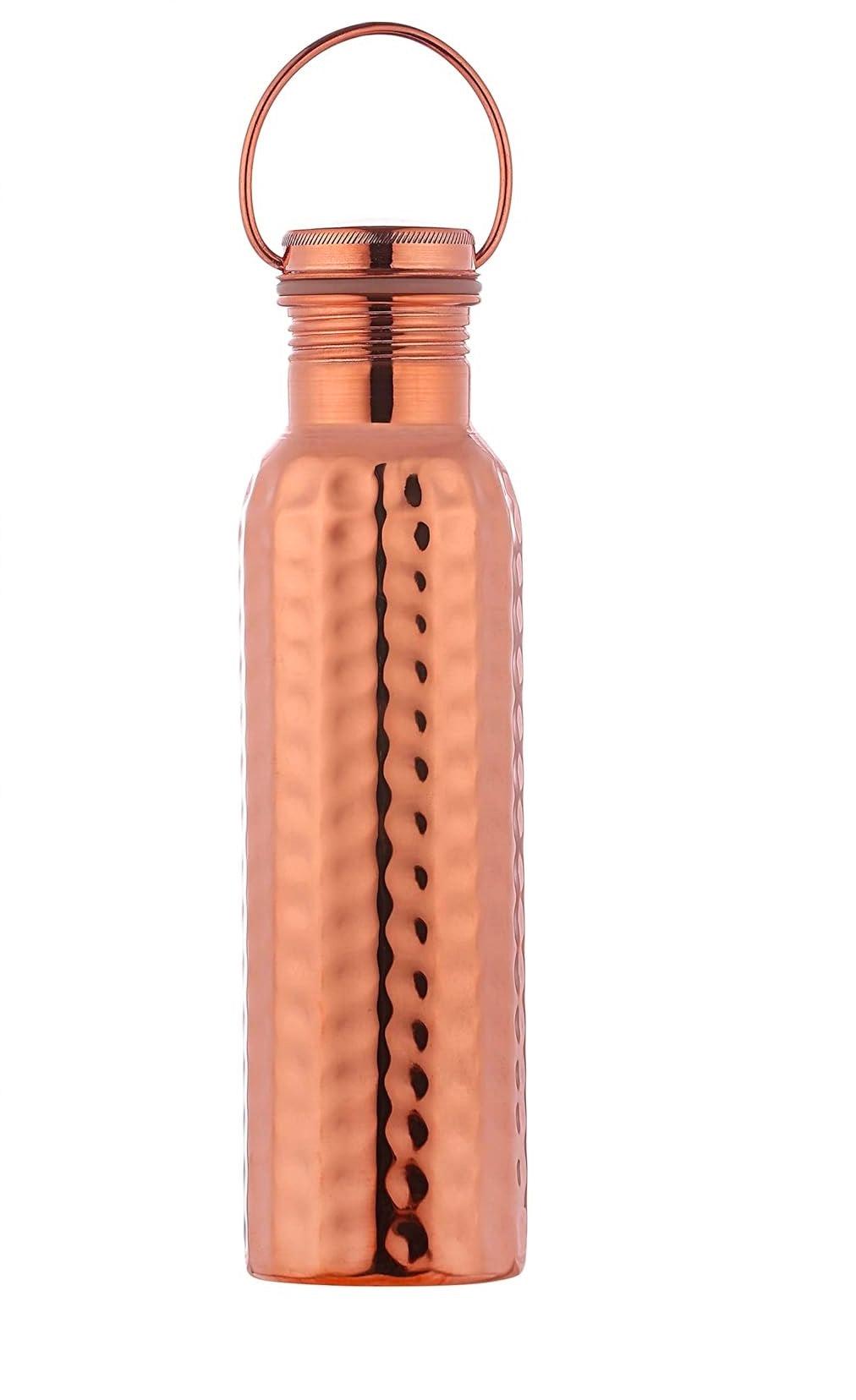 Pure Copper Water Bottle Hammered Finish Handal for Drinking Water, 34 Oz Leak-Proof