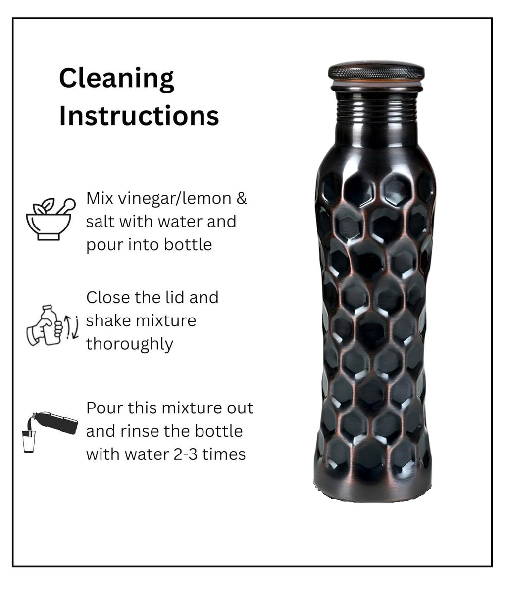 Black Daimond Pure Copper Water Bottle for Drinking Water, 34 Oz Leak-Proof