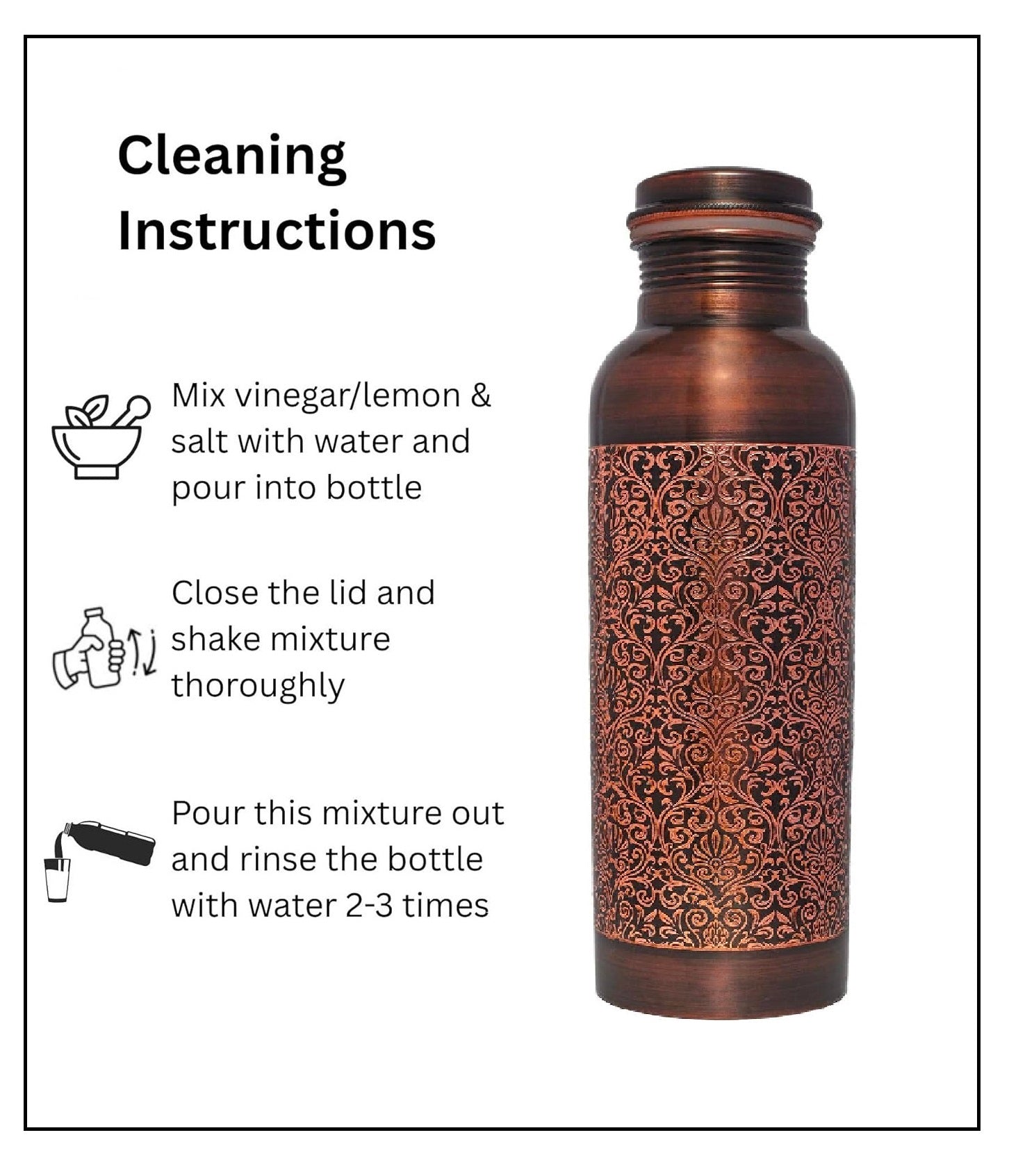 Pure Copper Water Bottle for Drinking Water, 34 Oz Stay Hydrated and Enjoy Ayurvedic Benefits – Leak-Proof, Temperature Retention, Eco-Friendly Design – Durable Copper Bottle