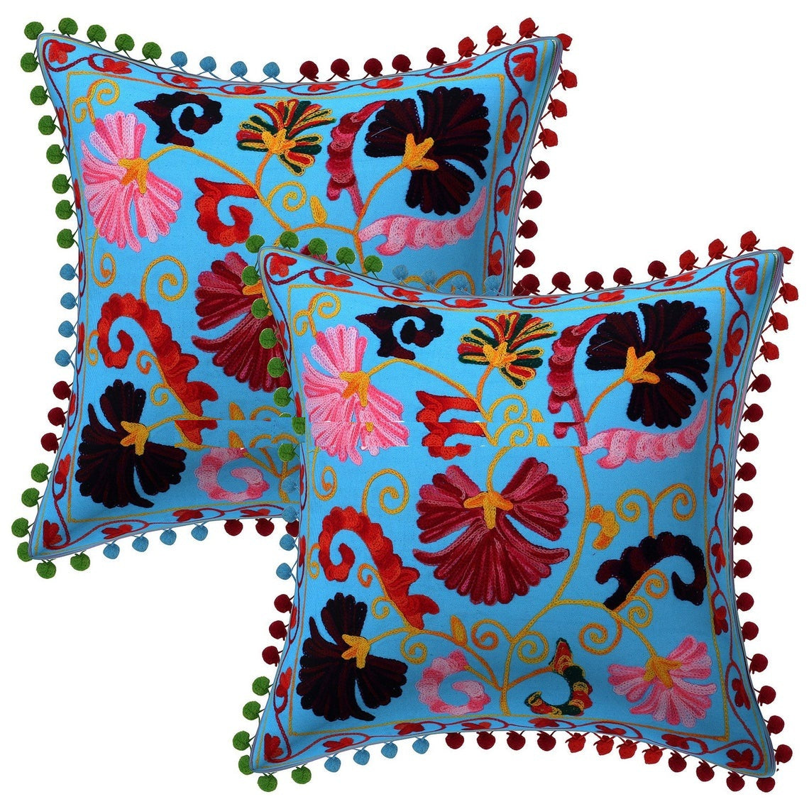 Handmade Cushion Cover Cotton Sofa Decorative Cushion Pillow Cover Cushion Case 16" X 16" Inch