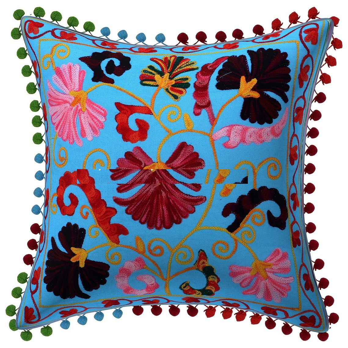 Handmade Cushion Cover Cotton Sofa Decorative Cushion Pillow Cover Cushion Case 16" X 16" Inch